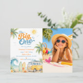 Retro The Big One Surf Beach 1e verjaardag Kaart (Staand voorkant)