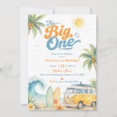 Retro The Big One Surf Beach 1e verjaardag Kaart (Voorkant)