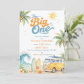 Retro The Big One Surf Beach 1e verjaardag Kaart (Staand voorkant)