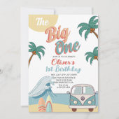 Retro The Big One Surf Beach 1e Verjaardag Kaart (Voorkant)