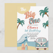 Retro The Big One Surf Beach 1e Verjaardag Kaart (Voorkant / Achterkant)