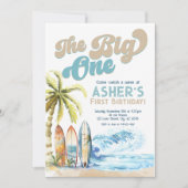 Retro The Big One Surfer Strand 1e Verjaardag Kaart (Voorkant)