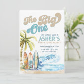 Retro The Big One Surfer Strand 1e Verjaardag Kaart (Staand voorkant)
