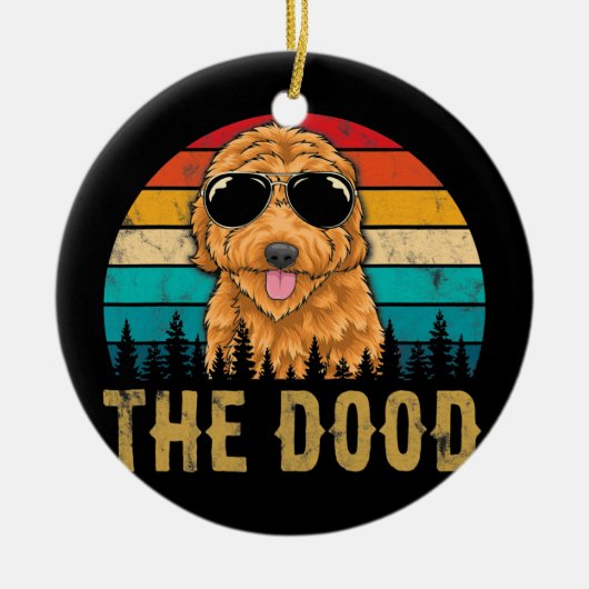 Retro The Dood Goldendole Dog mama Dad Keramisch Ornament (Voorkant)
