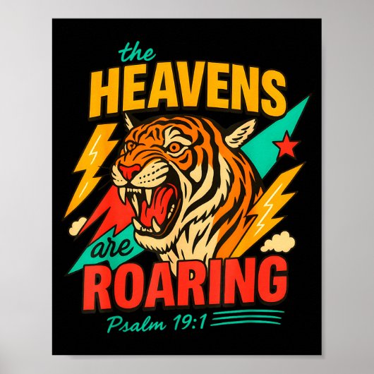 Retro The Heavens Are Roaring Believer Bible Verse Poster (Voorkant)