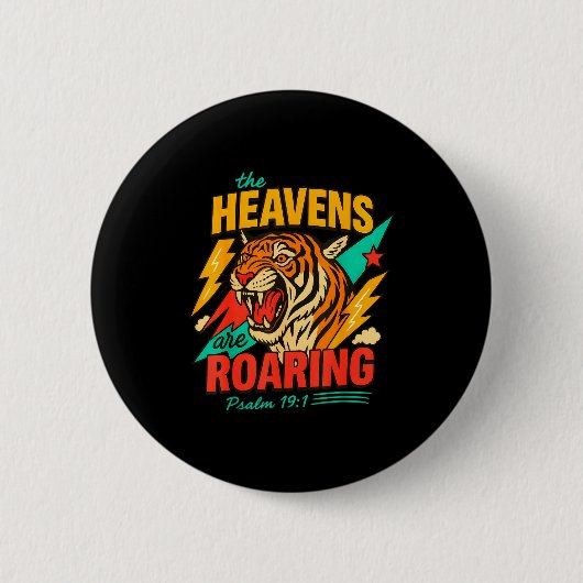 Retro The Heavens Are Roaring Believer Bible Verse Ronde Button 5,7 Cm (Voorkant)