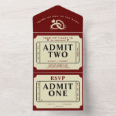 Retro Theater Film Ticket Stub Geef Twee Bruiloft All In One Uitnodiging (Binnen)