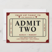 Retro Theater Film Ticket Stub Geef Twee Bruiloft  Kaart (Voorkant)