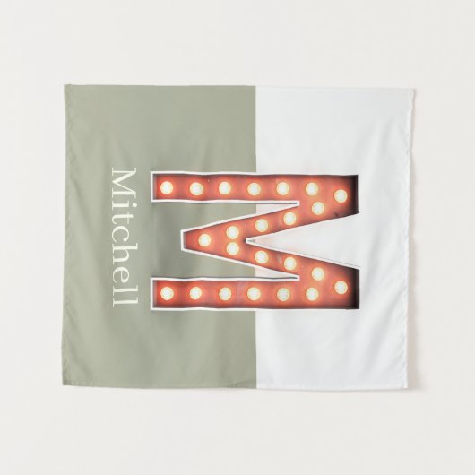 Retro Theater Marquee Letter M op maat Wandkleed (Voorkant (horizontaal))