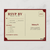 Retro Theatre Geef Twee Ticket Stub Bruiloft RSVP Briefkaart (Achterkant)