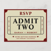 Retro Theatre Geef Twee Ticket Stub Bruiloft RSVP Briefkaart (Voorkant)