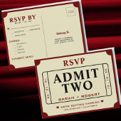 Retro Theatre Geef Twee Ticket Stub Bruiloft RSVP Briefkaart