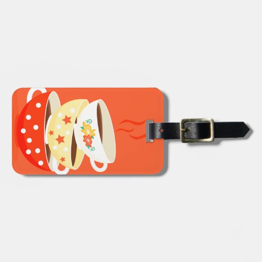 Retro thee theekbekers bagagelabel (Voorkant horizontaal)