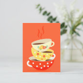 Retro thee  theekbekers briefkaart (Staand voorkant)