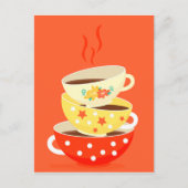 Retro thee  theekbekers briefkaart (Voorkant)