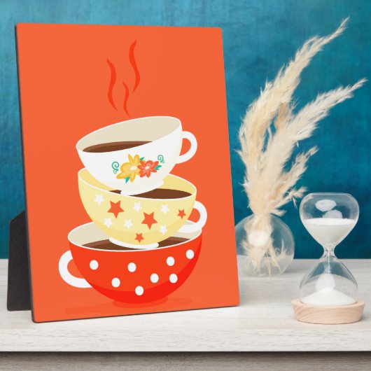 Retro thee  theekbekers fotoplaat (Zijkant)