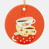 Retro thee  theekbekers keramisch ornament (Voorkant)