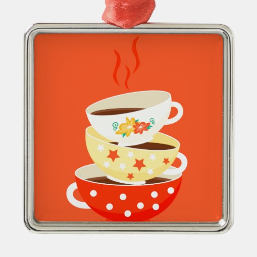 Retro thee  theekbekers metalen ornament (Voorkant)