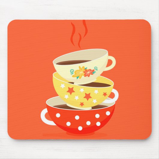 Retro thee theekbekers muismat (Voorkant)