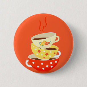 Retro thee  theekbekers ronde button 5,7 cm