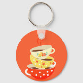 Retro thee  theekbekers sleutelhanger (Voorkant)