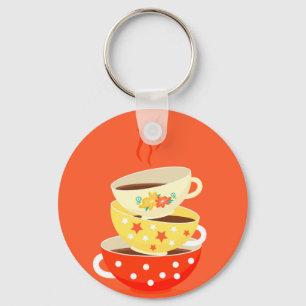Retro thee  theekbekers sleutelhanger