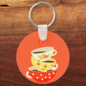 Retro thee  theekbekers sleutelhanger (Voorkant)