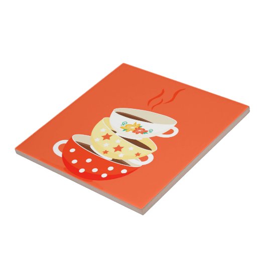 Retro thee  theekbekers tegeltje (Zijkant)