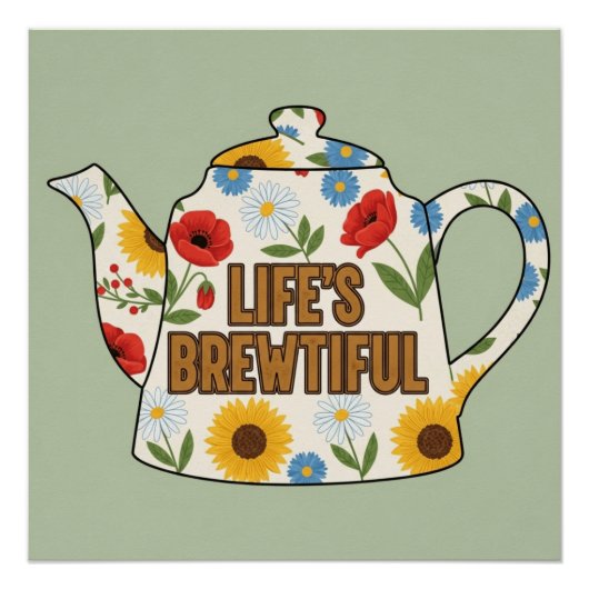 Retro theepot leven's prachtige ontwerp perfect poster (Voorkant)
