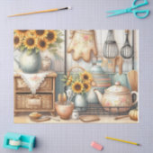 Retro theepotten en zonnebloemen Keuken Waterverf Tissuepapier (Craft)