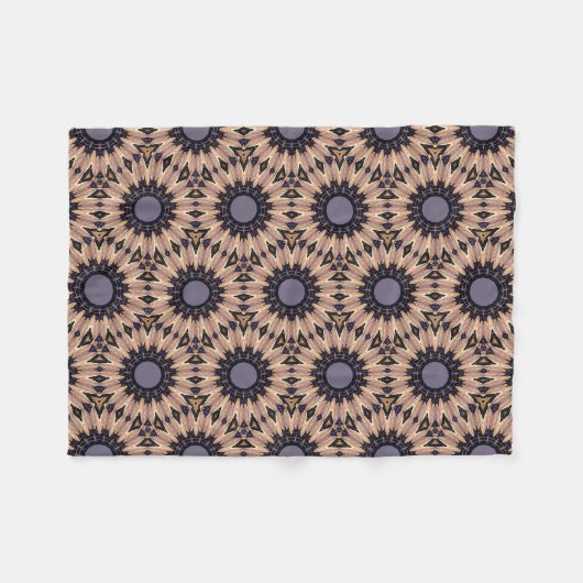 Retro-thema Bold Grey & Brown Blooms Fleece Deken (Voorkant (Horizontaal))