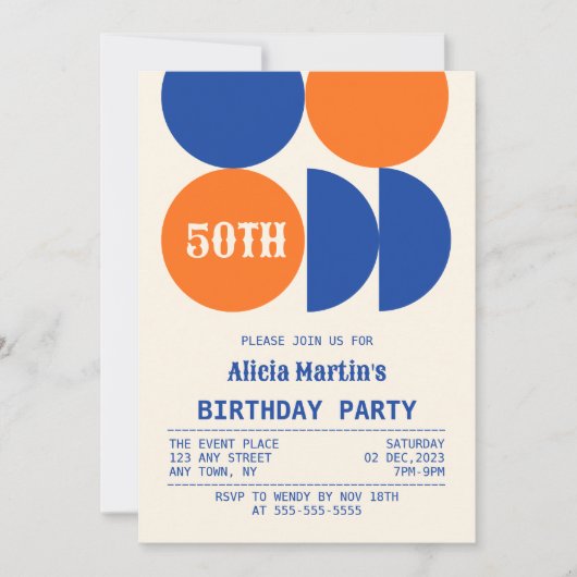 Retro thema cirkel geometrisch patroon verjaardag kaart (Voorkant)