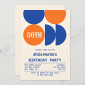 Retro thema cirkel geometrisch patroon verjaardag kaart (Voorkant / Achterkant)