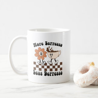 Retro thema "Meer Espresso Minder Depresso" Mok