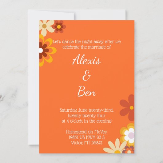 Retro Thema Uitnodiging 70s Flower Power (Voorkant)