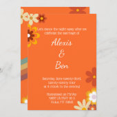 Retro Thema Uitnodiging 70s Flower Power (Voorkant / Achterkant)