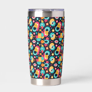Retro thema waterfles geïsoleerde tuimelaar drinkbeker