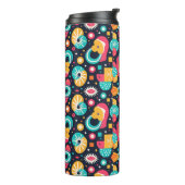 Retro thema waterfles geïsoleerde tuimelaar thermosbeker (Gedraaid links)