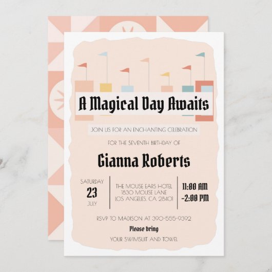 Retro Themapark, Carnaval Verjaardag Kaart (Voorkant / Achterkant)