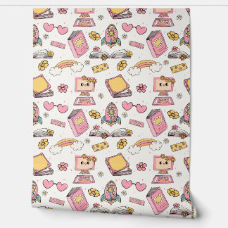 Retro themaschool behang