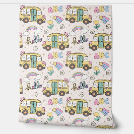 Retro themaschool behang