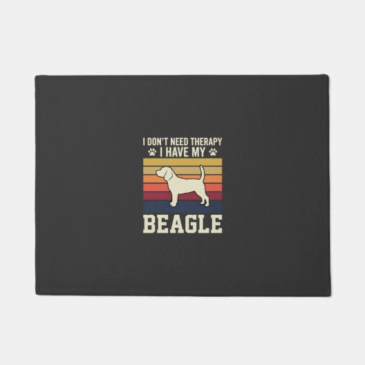 Retro therapie met vintage Beagle hond Deurmat (Voorkant)