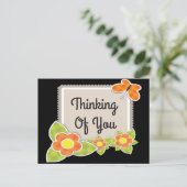 Retro Thinking of You Floral Butterfly Briefkaart (Staand voorkant)