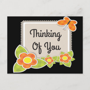 Retro Thinking of You Floral Butterfly Briefkaart