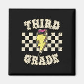 Retro Third Grade Teacher Lightning Bolt Pencil Te Magneet (Voorkant)