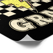 Retro Third Grade Teacher Lightning Bolt Pencil Te Poster (Hoek)