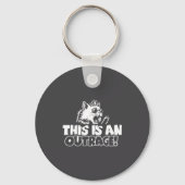 Retro This Is An Outrage Quote Meme Cat Cute Funny Sleutelhanger (Voorkant)