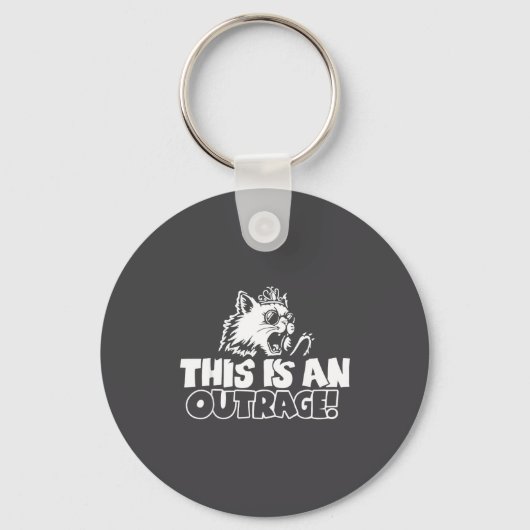 Retro This Is An Outrage Quote Meme Cat Cute Funny Sleutelhanger (Voorkant)