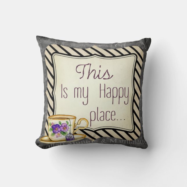 Retro "This is My Happy Place" motivatie poster, Kussen (Voorkant)