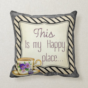 Retro "This is My Happy Place" motivatie poster, Kussen